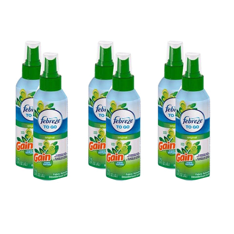 Febreze To Go Fabric Refresher 2.8 Ounce Spray, Gain Original Scent, 6 Pack