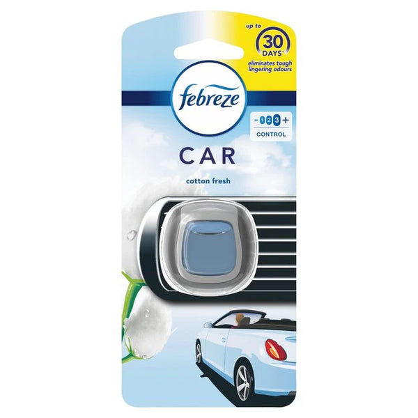Febreze Vent Clip Car Air Freshener, Up to 30 Days, Eliminates tough lingering odours, Cotton Fresh Scent