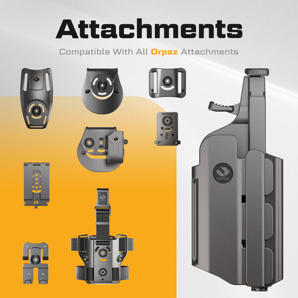 Orpaz T40 G19 Holster with Light Left Handed compatible with Glock 19 Holster with Light (Medium Pistol Lights, Belt Attachment)