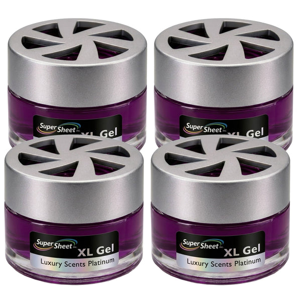 Super Sheet XL Gel Car Air Freshener - Platinum Scent, Luxury Glass Jar Auto Fragrance, Long Lasting Gel Diffuser for Car, Home & Office - Made in USA, 4 Pack