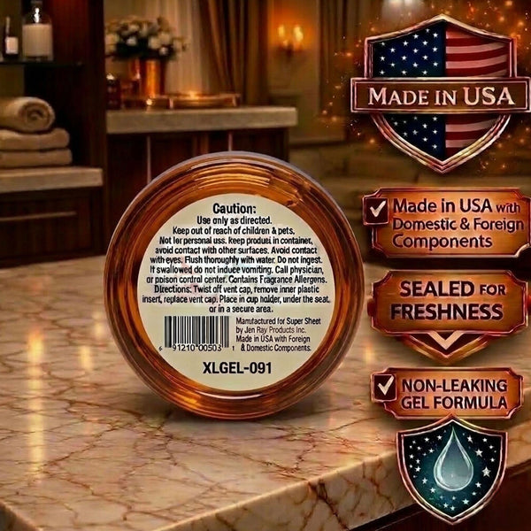 Super Sheet XL Gel Car Air Freshener - Gold Scent, Luxury Glass Jar Auto Fragrance, Long Lasting Gel Diffuser for Car, Home & Office - Made in USA, 4 Pack