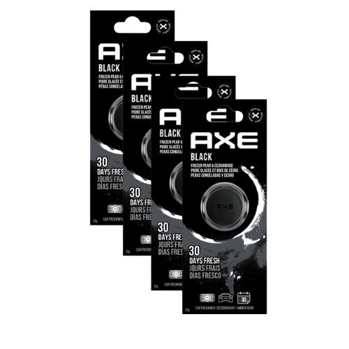 AXE Air Freshener Mini Vent Clip, Odor Eliminator, Air Purifier Provides A Long Lasting Scent, Black, 4 Pack