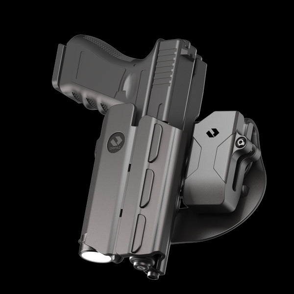 Orpaz T40 G19 Holster with Light Left Handed compatible with Glock 19 Holster with Light (Medium Pistol Lights, Paddle & Glock 19 Magazine Holder)