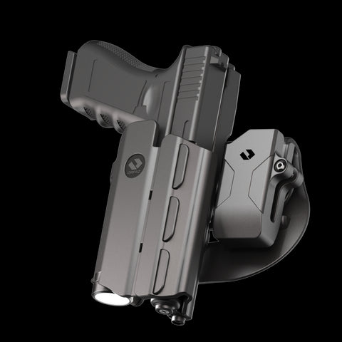 Orpaz T40 G19 Holster with Light Left Handed compatible with Glock 19 Holster with Light (Medium Pistol Lights, Paddle & Glock 19 Magazine Holder)