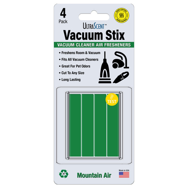 UltraScent Vacuum Stix Vacuum Deodorizer Sticks for All Vacuums, Long-Lasting Vacuum Air Freshener, Non-Toxic, Made in USA, 1-Pack w/ 4-Stix in the Mountain Air Scent
