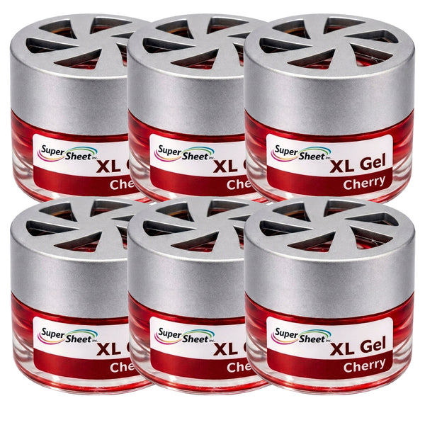 Super Sheet XL Gel Car Air Freshener - Cherry Scent, Luxury Glass Jar Auto Fragrance, Long Lasting Gel Diffuser for Car, Home & Office - Made in USA, 6 Pack