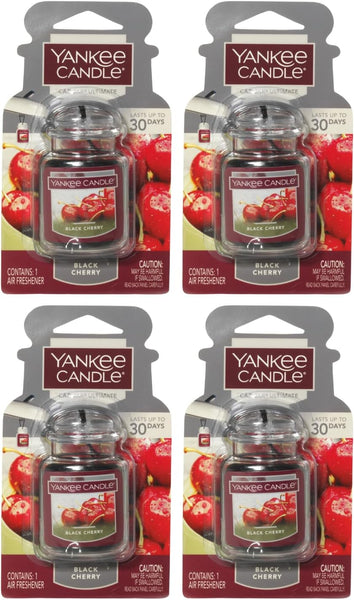 Yankee Candle Car Air Fresheners, Hanging Car Jar Ultimate, Neutralizes Odors Up To 30 Days, Black Cherry, 4 Packs