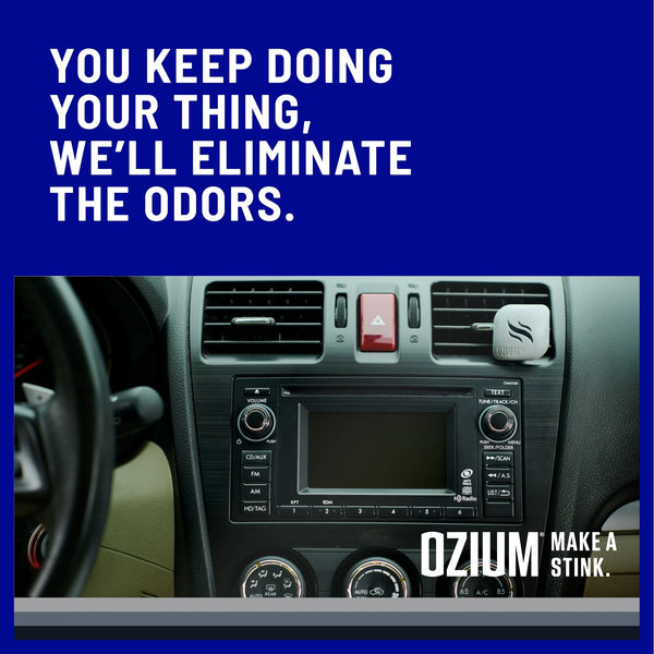 Ozium Membrane Car Vent Clip AC Air Fresheners Car Air Freshener and Car Odor Eliminator, Carbon Black, 2 Packs