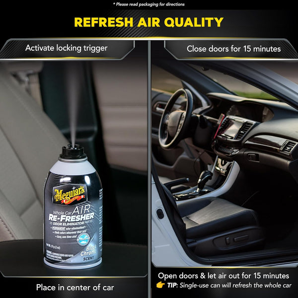 Meguiar's Whole Car Air Re-Fresher Odor Eliminator Mist, Black Chrome
