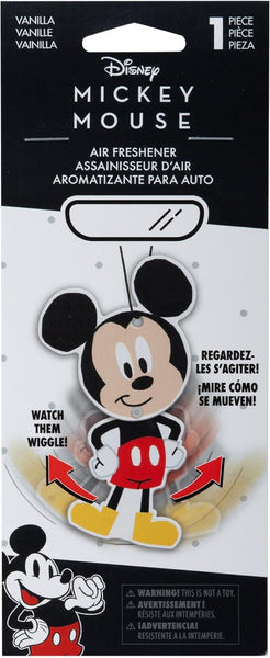 Plasticolor Disney Mickey Mouse Wiggler Air Freshener, Fun Hanging Car Accessory, Vanilla Scent