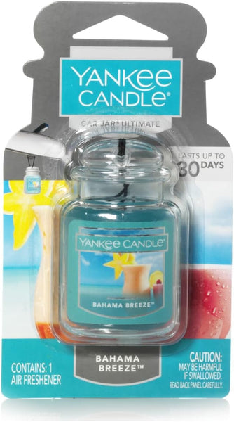 Yankee Candle Car Air Fresheners, Hanging Car Jar Ultimate, Neutralizes Odors Up To 30 Days, Bahama Breeze, 4 Packs