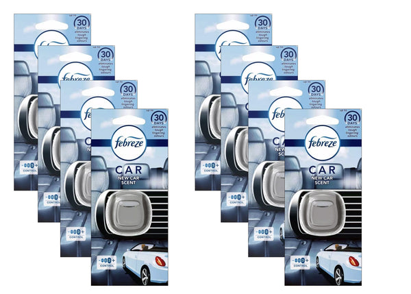 Febreze Car Vent Clip New Car Odourclear Tech Air Freshener 30 Days, 8 Pack