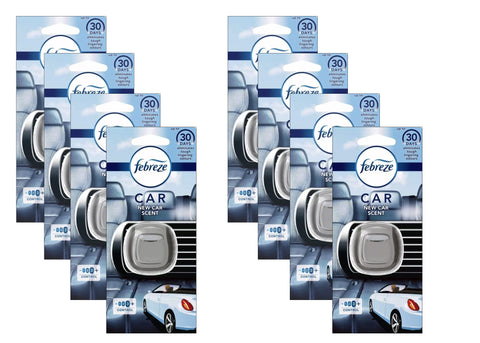 Febreze Car Vent Clip New Car Odourclear Tech Air Freshener 30 Days, 8 Pack