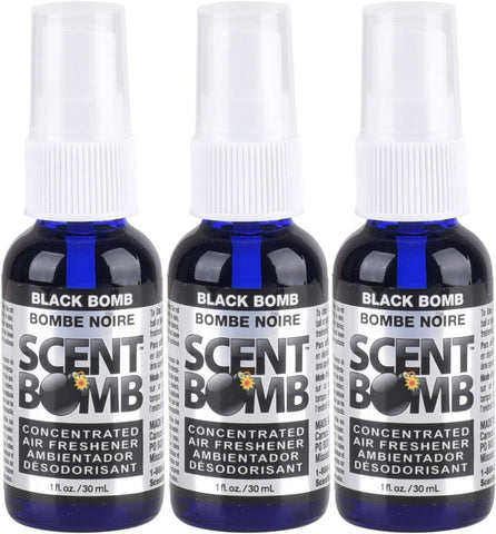 Scent Bomb Air Freshener Spray, 100 % Oil Based Concentrated Air Freshener, Air Freshener Spray for Car, Room, Bathroom and Odor Eliminator, Black Bomb, 3 Pack