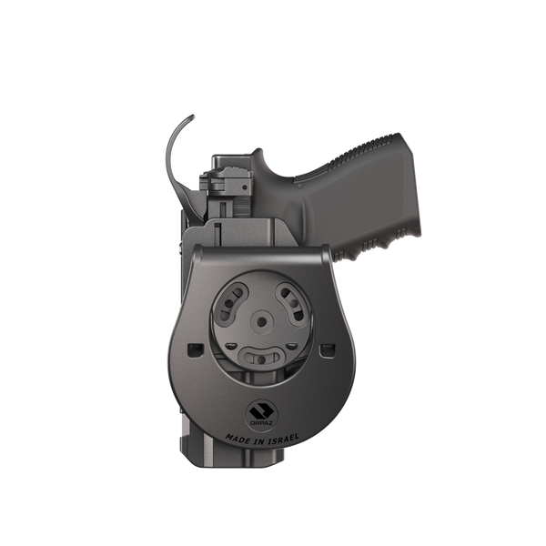 Orpaz Sigma G19 Duty Holster – Compatible with Glock 19 - OWB Tactical Holster with Level 3 or Level 2, Thumb Release, Optics-Ready, with Paddle Attachment