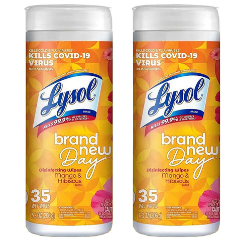 Lysol Disinfecting Wipes – Multi-Surface Cleaning Wipes Kill 99.9% of Viruses & Bacteria, Mango & Hibiscus Scent, 35 Count, 2 Pack
