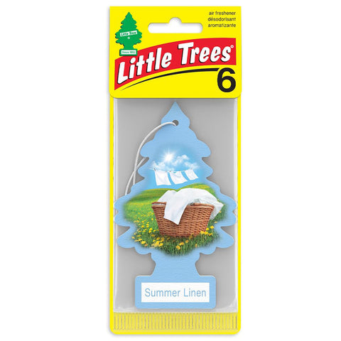 Little Trees Hanging Car Freshener Cardboard Paper For Home Car Office Summer Linen Pack of 6