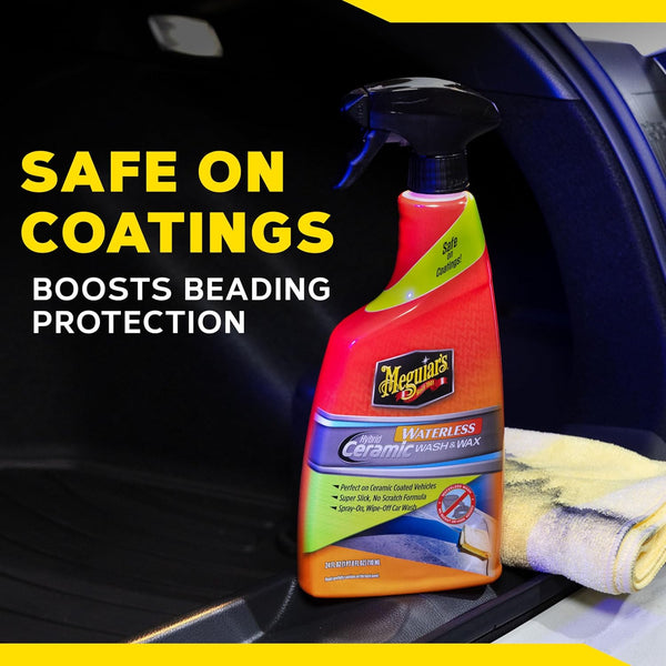 Meguiar's Hybrid Ceramic Waterless Wash & Wax, No-Rinse Car Wash & Ceramic Protection, 24 Oz