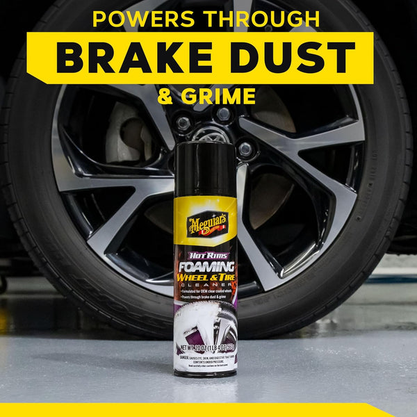 Meguiar's Hot Rims Foaming Wheel & Tire Cleaner, Powerful Brake Dust & Grime Remover, 20 Oz