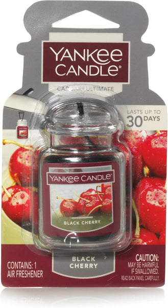 Yankee Candle Car Air Fresheners, Hanging Car Jar Ultimate, Neutralizes Odors Up To 30 Days, Black Cherry, 4 Packs