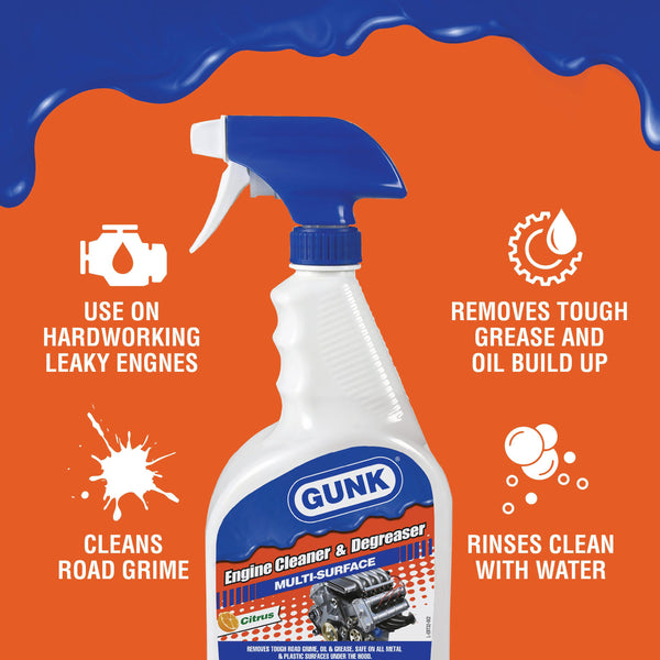 Gunk EBT32 Engine Cleaner & Degreaser Trigger Spray, 32 Oz