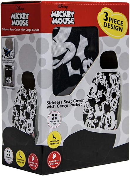 Plasticolor Disney Mickey Mouse Expressions Universal Fit Car Truck or SUV Sideless 3-Piece Seat Cover w/Head Rest