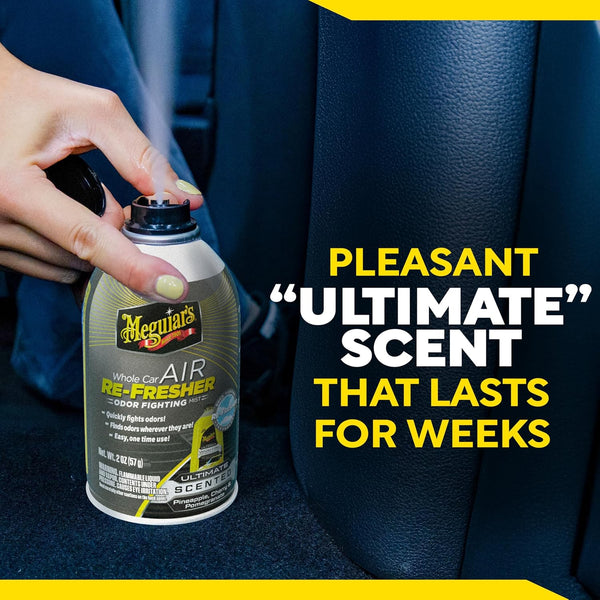 Meguiar’s Air Re-Fresher Odor Fighting Mist, Long-Lasting Car Air Freshener Fights Strong and Unwanted Vehicle Smells while Refreshing Interiors with a Refreshing, Ultimate Scent, 2 oz