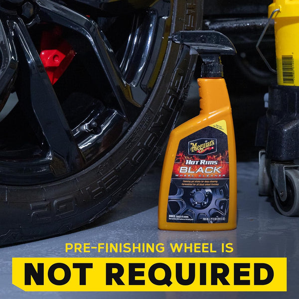 Meguiar's Hot Rims Black Wheel Cleaner, Deep Foaming Gel for Matte, Gloss & Chrome Wheels, 24 oz