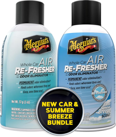 Meguiar's Whole Car Air Re-Fresher Bundle, New Car Scent & Summer Breeze