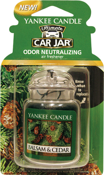 Yankee Candle Gel Car Jar Ultimate Hanging Odor Neutralizing Air Freshener Balsam Cedar Scent