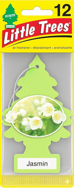 Little Trees Cardboard Hanging Car, Home & Office Air Freshener, Jasmine / Jasmin (Pack of 12)