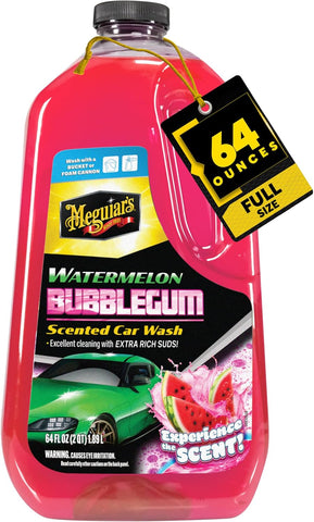Meguiar’s Watermelon Bubblegum Scented Car Wash Soap – Foam Cannon & Bucket Wash, pH Neutral, Extra-Rich Suds, Plus a Pleasant Scent, 64 oz
