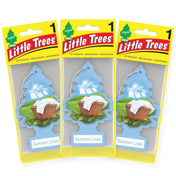 Little Trees Hanging Car Air Freshener, Summer Linen, 3-Pack