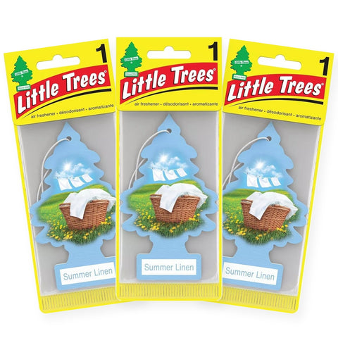 Little Trees Hanging Car Air Freshener, Summer Linen, 3-Pack