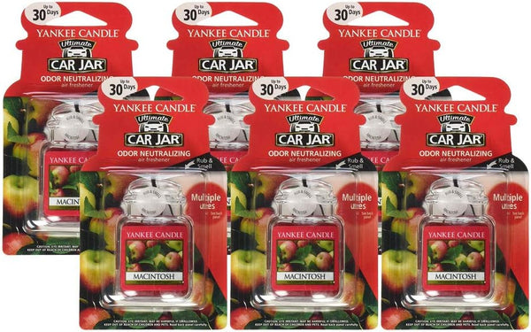 Yankee Candle Gel Car Jar Ultimate Odor Neutralizing Air Freshener, Macintosh, 6 Packs