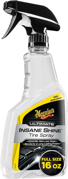 Meguiar's Ultimate Insane Shine Tire Spray, Extreme Wet Look, Long-Lasting Gloss & Easy Application, 16 Oz