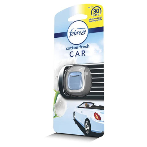 Febreze Vent Clip Car Air Freshener, Up to 30 Days, Eliminates tough lingering odours, Cotton Fresh Scent