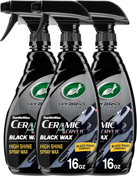 Turtle Wax Hybrid Solutions Ceramic Acrylic Black Spray Wax, Black Paint Color Enhancement and Protection, 16 fl.oz, 3 Pack