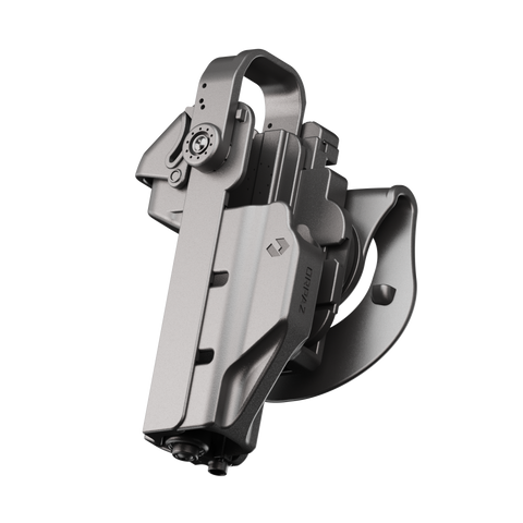 ORPAZ T41 PRO Universal Adjustable Left Handed Holster, Level 3 Security, Hood Guard & Magnetic Retention, Optics Ready OWB Polymer Duty Holster, Made in Israel Paddle