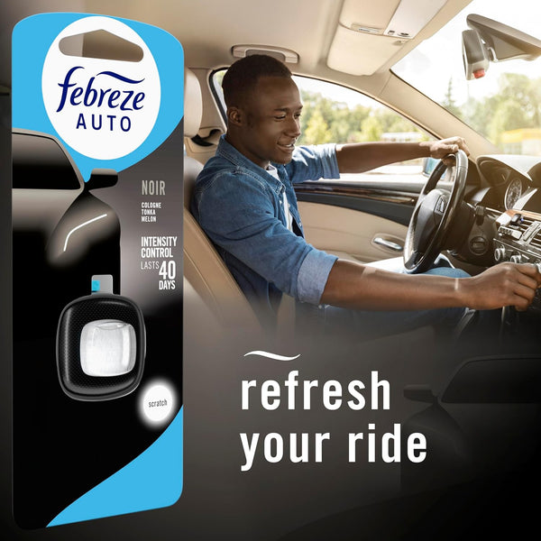 Febreze Car Air Freshener Vent Clip - Automotive Air Fresheners Noir Scent - Car Air fresheners and Odor Eliminator, 8 Pack