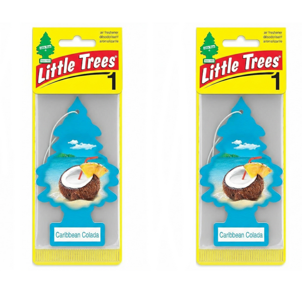 Little Trees Hanging Car Air Freshener, Caribbean Colada, 2-Pack