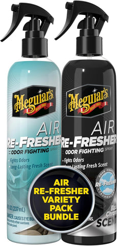 Meguiar's Air Re-Fresher Variety Pack, New Car & Black Chrome Scent, Odor Eliminator Spray