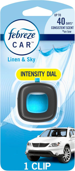 Febreze Car Air Freshener Vent Clip, Linen & Sky Scent, Odor Eliminator, 1 Vent Clip