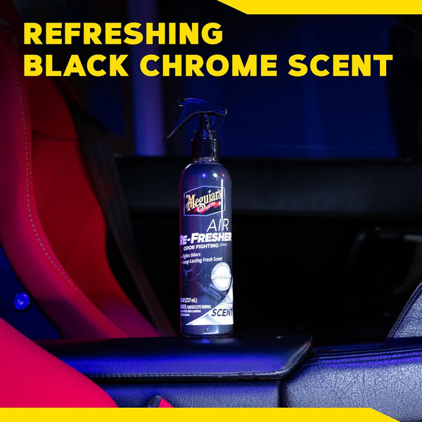 Meguiar’s Black Chrome Car Air Freshener Spray, Odor Eliminator & Long-Lasting Fresh Scent, 8 Oz