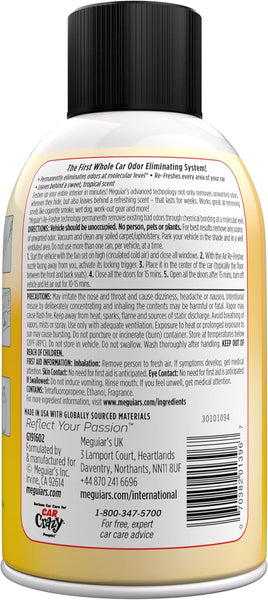 Meguiar's Whole Car Air Re-Fresher, Pina Colada Scent Odor Eliminator Spray, 2 oz