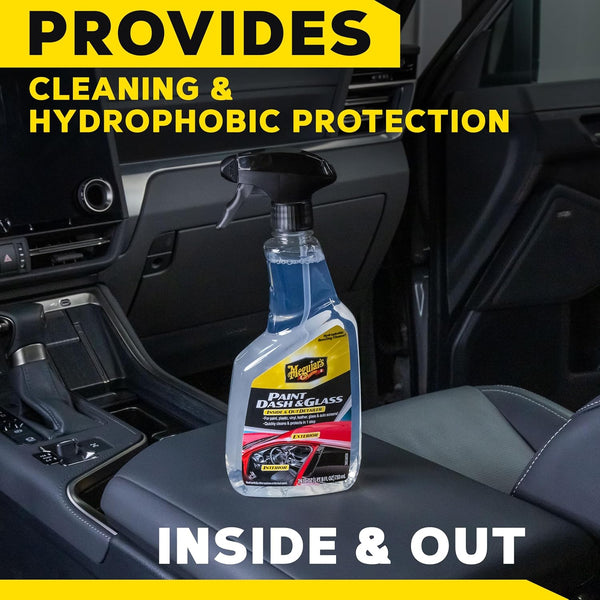 Meguiar's Paint, Dash & Glass Detailer, All-in-One Cleaner & Protectant for Paint, Plastic & Glass, Hydrophobic Formula, 24 Oz Spray
