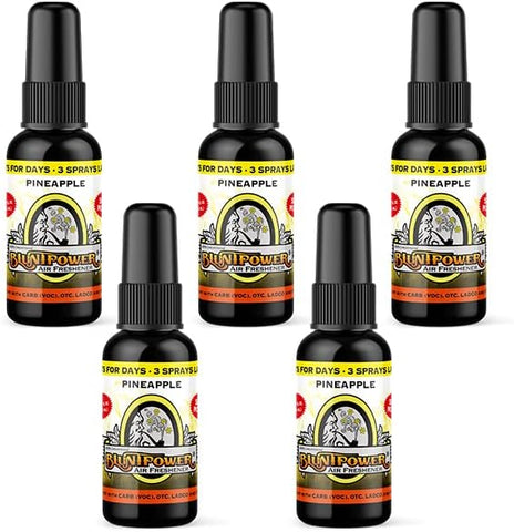 Blunt Power Air Freshener Spray, Oil Based Concentrated Air Freshener and Oil Diffuser, Air Freshener Spray for Car, Room, Bathroom, Odor Eliminator and Room Deodorizer, Pineapple, 1.5 oz, 5 Packs