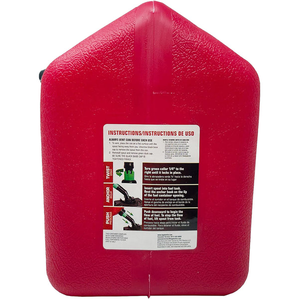 Briggs & Stratton Gas Can, 2+ Gallon Red Gas Can with Smart Fill Gas Can Spout.