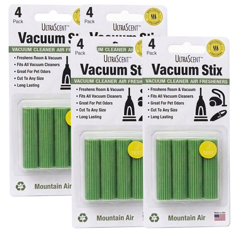 UltraScent Vacuum Stix Vacuum Deodorizer Sticks for All Vacuums, Long-Lasting Vacuum Air Freshener, Non-Toxic, Made in USA, 4-Packs 16-Stix Total in the Mountain Air Scent