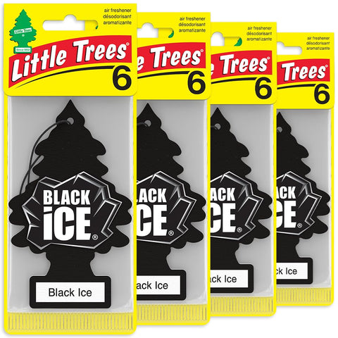 Little Trees Hanging Car and Home Air Freshener, Black Ice Scent, 24 Pack